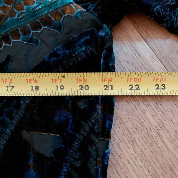 New Chicos Velvet Burnout Kimono Navy Blue Black Boho Western Whimsigoth - Picture 7 of 9